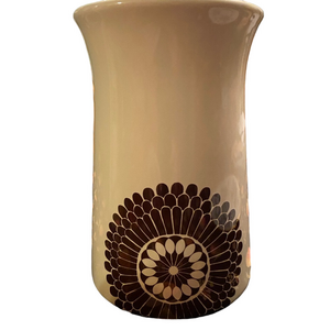 Vintage Cream Brown Floral Vase 7.5 Inches Tall